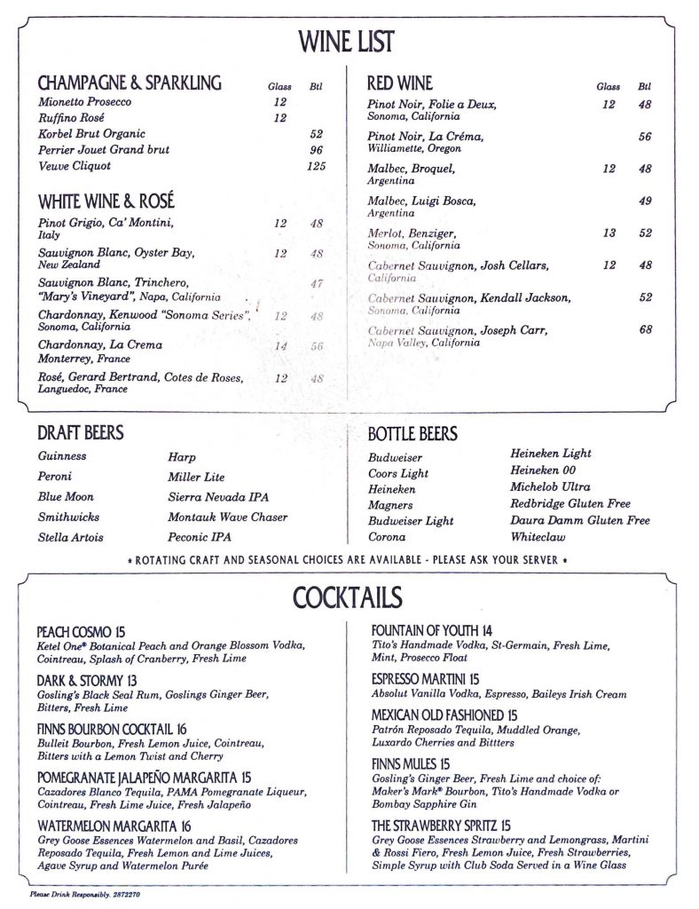 Drinks Menu 2023